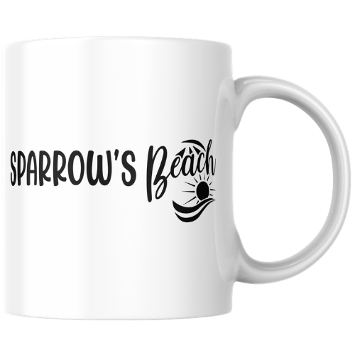 Sparrow's Beach White glossy mug