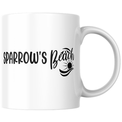 Sparrow's Beach White glossy mug